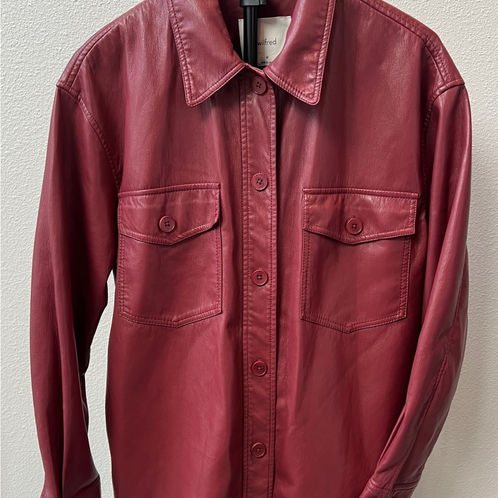 Aritzia Wilfred Vegan Leather Shirt Jacket LIKE NEW Sz M - Picture 9 of 11